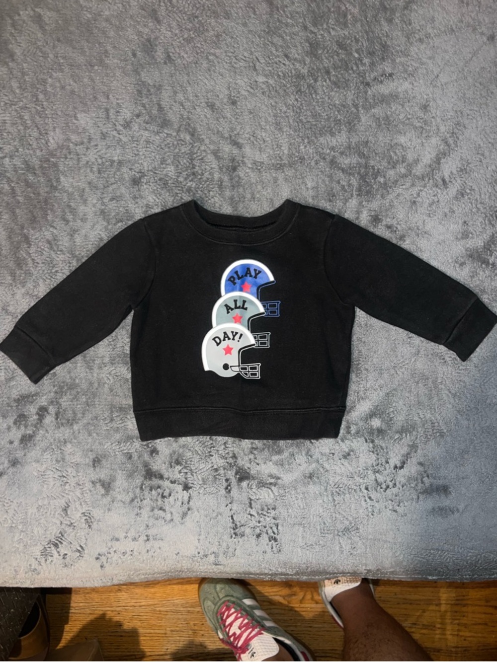 Garanimals Black Sweatshirt with Stacked Football Helmets